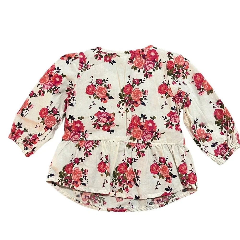 Old Navy 6-12m Floral Rose Print Peplum Blouse